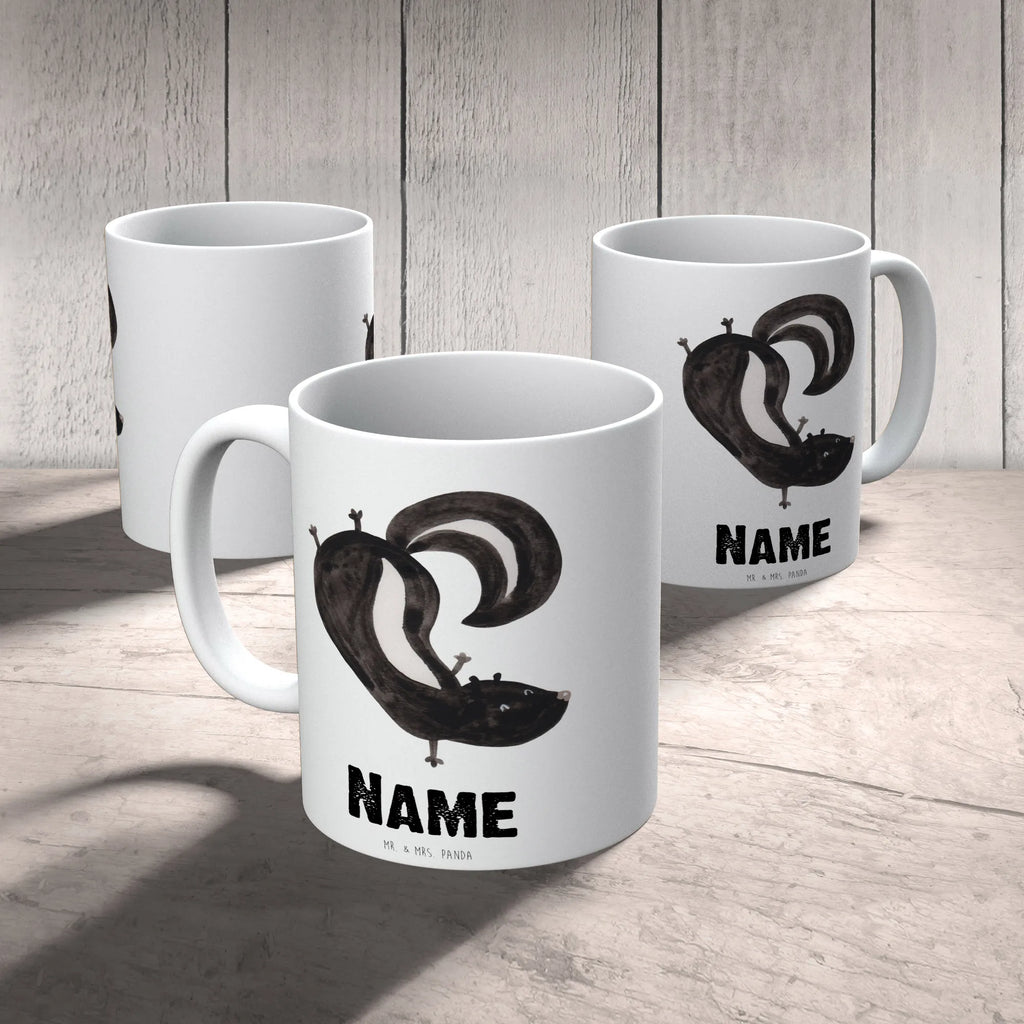 Personalisierte Tasse Stinktier Handstand Tasse, Tasse mit Namen, Drucken, Namenstasse, Personalisierte Tasse, Wunschname, Personalisiert, Namen, Stinktier, Skunk, Stinki, Kind, Raubtier, verpielt, Wildtier, Stinker, Spielplatz