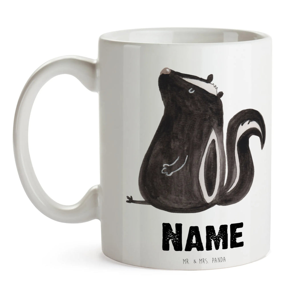 Personalisierte Tasse Stinktier sitzend Tasse, Wunschname, Drucken, Personalisiert, Tasse mit Namen, Personalisierte Tasse, Namen, Namenstasse, Stinktier, Skunk, Stinker, Recht, Besserwisser, Raubtier, Stinki, Spruch, Wildtier, Büro
