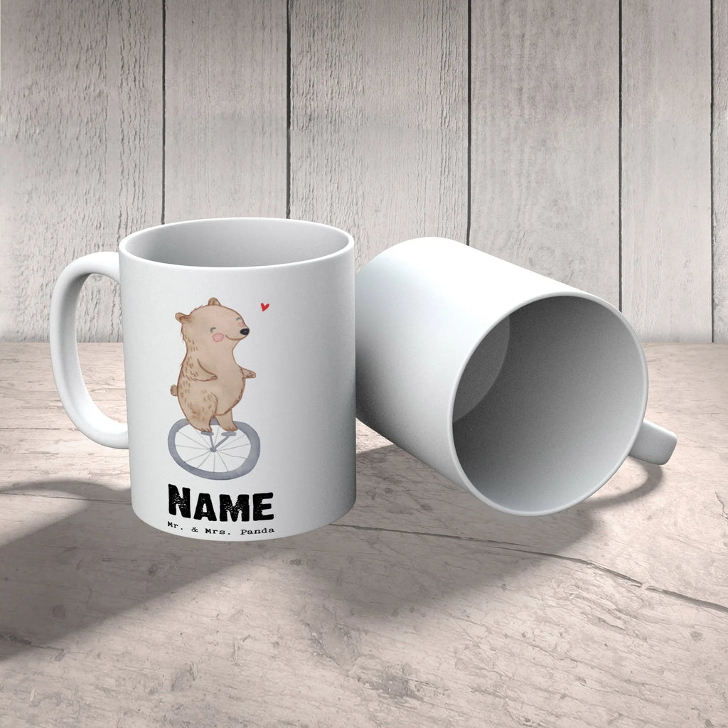 Personalisierte Tasse Bär Einrad fahren Namenstasse, Personalisiert, Tasse mit Namen, Drucken, Tasse, Personalisierte Tasse, Namen, Wunschname, Geschenk, Schenken, Sport, Sportart, Hobby, Danke, Dankeschön, Auszeichnung, Gewinn, Sportler, Einrad fahren
