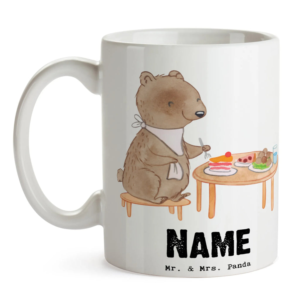 Personalisierte Tasse Bär Essen gehen Drucken, Namenstasse, Personalisierte Tasse, Namen, Wunschname, Tasse, Tasse mit Namen, Personalisiert, Geschenk, Schenken, Sport, Sportart, Hobby, Danke, Dankeschön, Auszeichnung, Gewinn, Sportler, Restaurantbesuch, Restaurant, Essen gehen, Essen