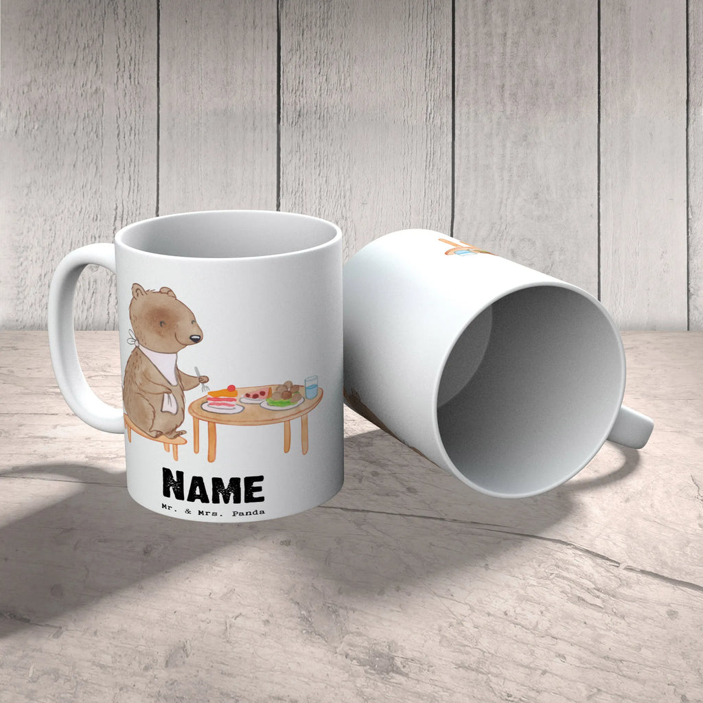 Personalisierte Tasse Bär Essen gehen Drucken, Namenstasse, Personalisierte Tasse, Namen, Wunschname, Tasse, Tasse mit Namen, Personalisiert, Geschenk, Schenken, Sport, Sportart, Hobby, Danke, Dankeschön, Auszeichnung, Gewinn, Sportler, Restaurantbesuch, Restaurant, Essen gehen, Essen