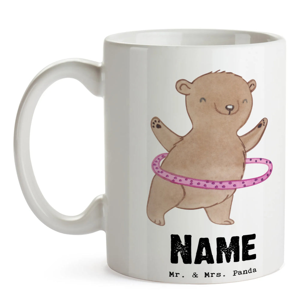 Personalisierte Tasse Bär Hula Hoop Namenstasse, Tasse, Personalisierte Tasse, Personalisiert, Wunschname, Drucken, Tasse mit Namen, Namen, Geschenk, Sport, Sportart, Hobby, Schenken, Danke, Dankeschön, Auszeichnung, Gewinn, Sportler, Hula Hoop, Fitness, Training
