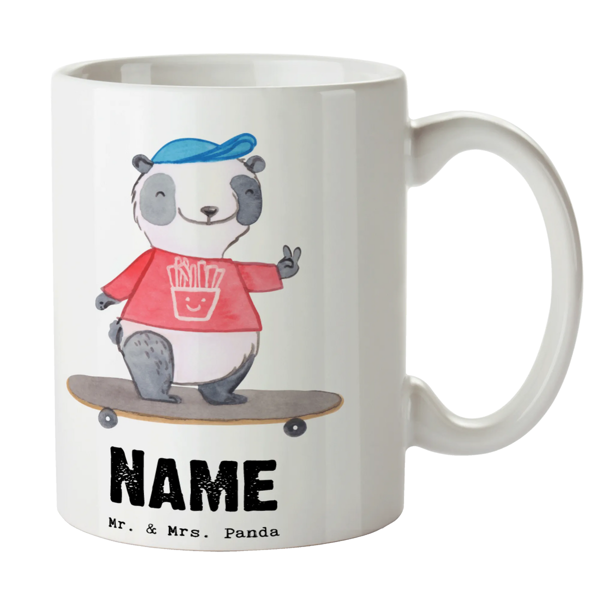 Personalised cup panda ride a longboard Gift, sport, hobby, giving, thank you, award, profit, athlete, longboarding, skating