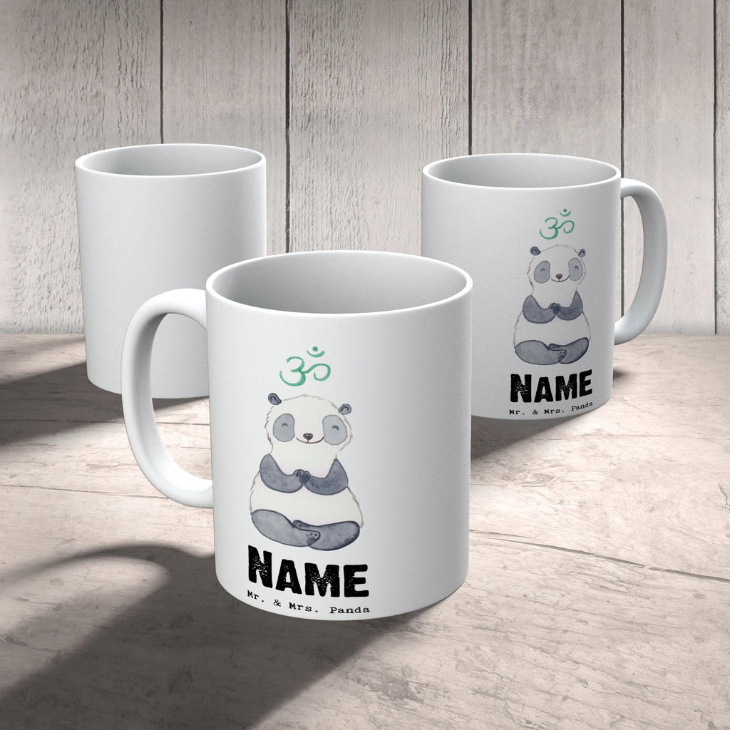 Personalisierte Tasse Panda Meditieren Tasse mit Namen, Personalisierte Tasse, Personalisiert, Namenstasse, Wunschname, Tasse, Drucken, Namen, Geschenk, Schenken, Sport, Sportart, Hobby, Danke, Dankeschön, Auszeichnung, Gewinn, Sportler, Meditieren, Meditation, Meditationskurs
