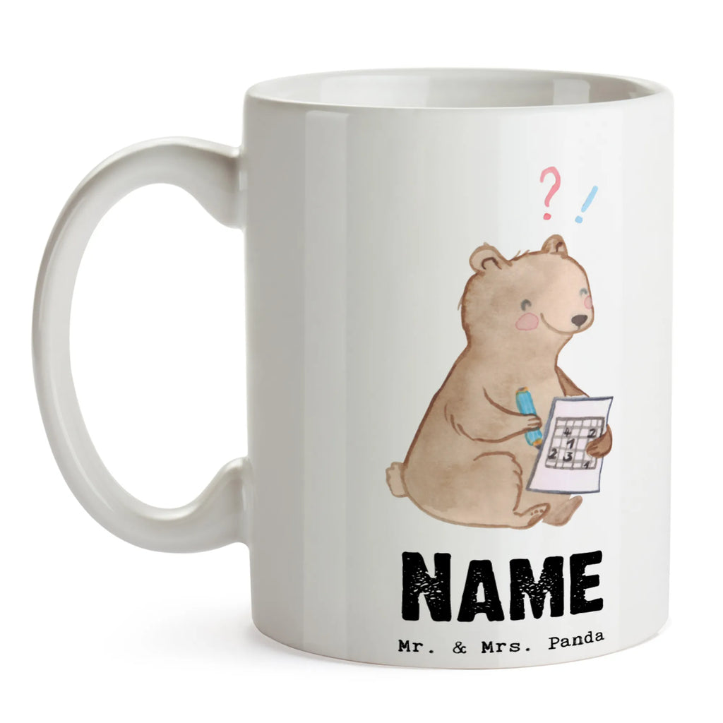 Personalisierte Tasse Bär Rätsel lösen Namen, Wunschname, Tasse, Personalisierte Tasse, Personalisiert, Tasse mit Namen, Namenstasse, Drucken, Geschenk, Sport, Sportart, Hobby, Schenken, Danke, Dankeschön, Auszeichnung, Gewinn, Sportler, Knobeln, Kreuzworträtsel lösen, Gedächtnissport, Rätsel lösen, Gedächtnistraining