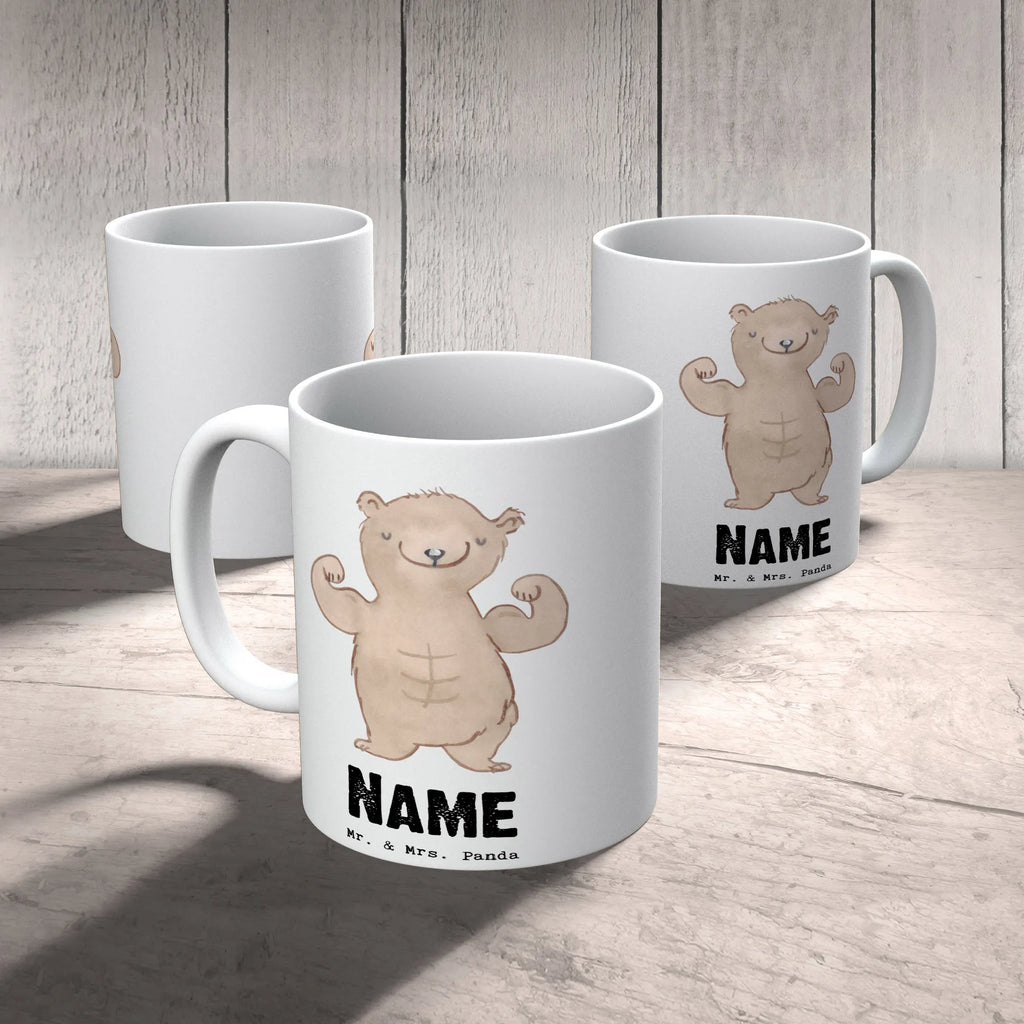 Personalisierte Tasse Bär Bodybuilding Namen, Wunschname, Tasse, Tasse mit Namen, Personalisierte Tasse, Personalisiert, Drucken, Namenstasse, Geschenk, Sport, Sportart, Hobby, Schenken, Danke, Dankeschön, Auszeichnung, Gewinn, Sportler, Leistungssport, Muskelmasse, Körpergestaltung, Bodybuilding