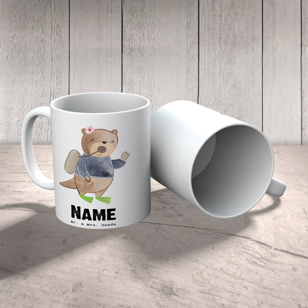 Personalisierte Tasse Tauchlehrerin mit Herz Namenstasse, Tasse mit Namen, Wunschname, Personalisierte Tasse, Drucken, Tasse, Personalisiert, Namen, Beruf, Ausbildung, Jubiläum, Abschied, Rente, Kollege, Kollegin, Geschenk, Schenken, Arbeitskollege, Mitarbeiter, Firma, Danke, Dankeschön