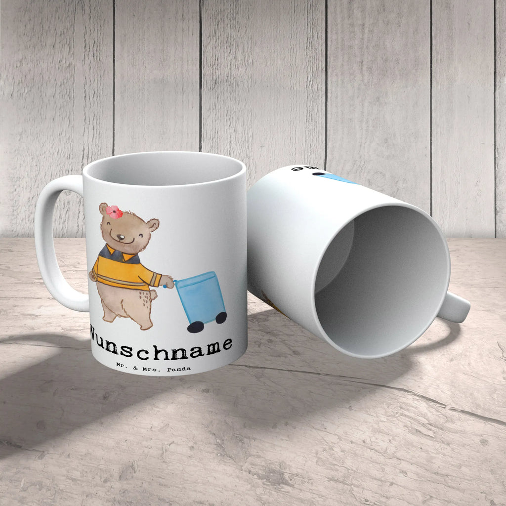 Personalisierte Tasse Müllwerkerin mit Herz Drucken, Tasse, Namenstasse, Wunschname, Personalisiert, Tasse mit Namen, Personalisierte Tasse, Namen, Beruf, Ausbildung, Jubiläum, Abschied, Rente, Kollege, Kollegin, Geschenk, Schenken, Arbeitskollege, Mitarbeiter, Firma, Danke, Dankeschön, Müllfrau, Fachkraft Kreislauf- und Abfallwirtschaft, Müllentsorgerin, Müllfahreriin, Müllwerkerin, Kehrichtfrau