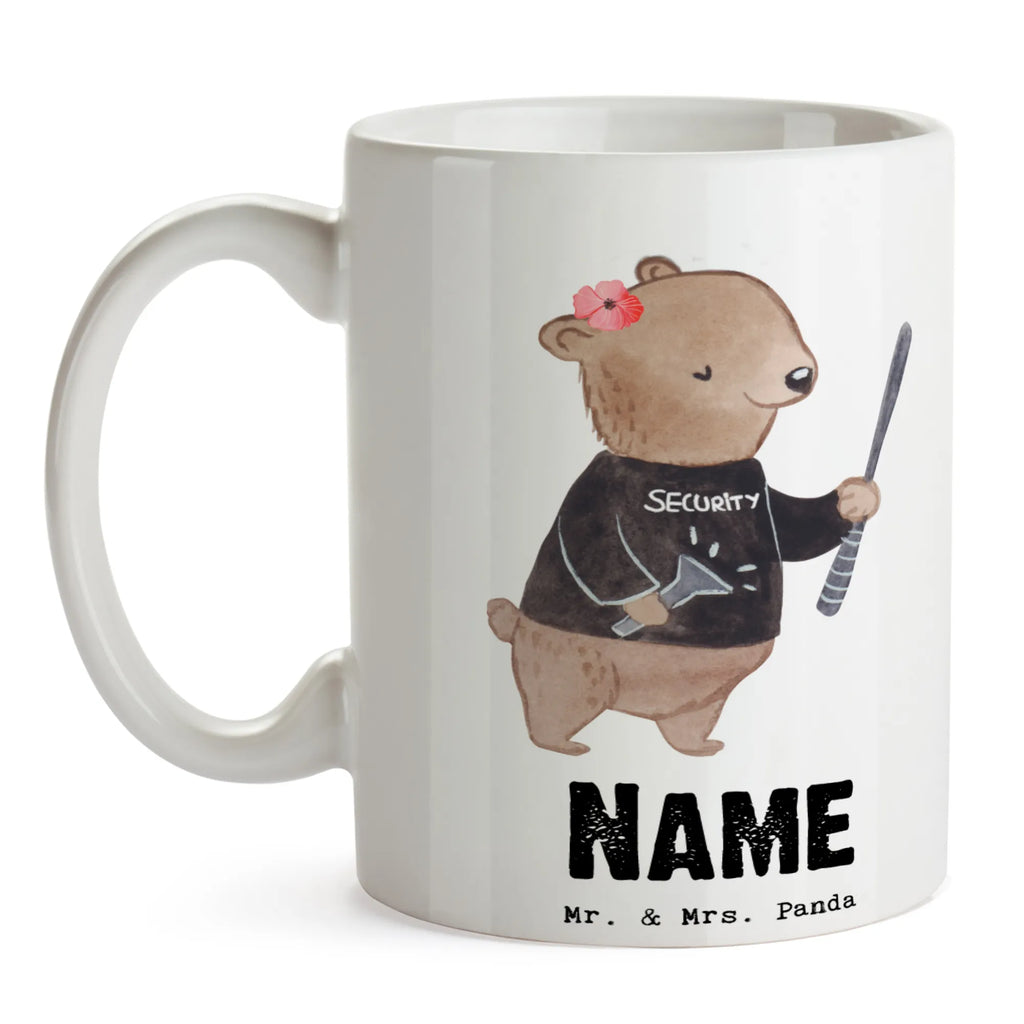 Personalisierte Tasse Sicherheitsdienstmitarbeiterin mit Herz Personalisiert, Tasse mit Namen, Namenstasse, Wunschname, Personalisierte Tasse, Drucken, Tasse, Namen, Geschenk, Schenken, Jubiläum, Danke, Dankeschön, Beruf, Ausbildung, Abschied, Rente, Kollege, Kollegin, Arbeitskollege, Mitarbeiter, Firma