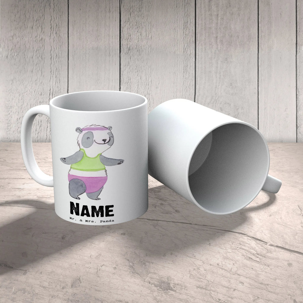 Personalised cup panda aerobics Gift, sport, hobby, giving, thank you, award, profit, athlete, gym, Aerobics, aerobics fitness