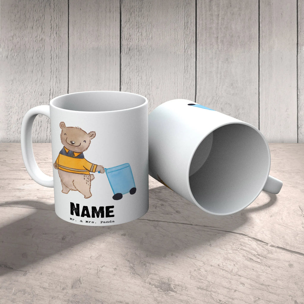 Personalisierte Tasse Müllwerker mit Herz Wunschname, Personalisiert, Tasse mit Namen, Drucken, Namenstasse, Tasse, Namen, Personalisierte Tasse, Geschenk, Schenken, Jubiläum, Danke, Dankeschön, Beruf, Ausbildung, Abschied, Rente, Kollege, Kollegin, Arbeitskollege, Mitarbeiter, Firma, Müllwerker, Müllmann, Müllentsorger, Müllfahrer, Kehrichtmann, Fachkraft Kreislauf- und Abfallwirtschaft