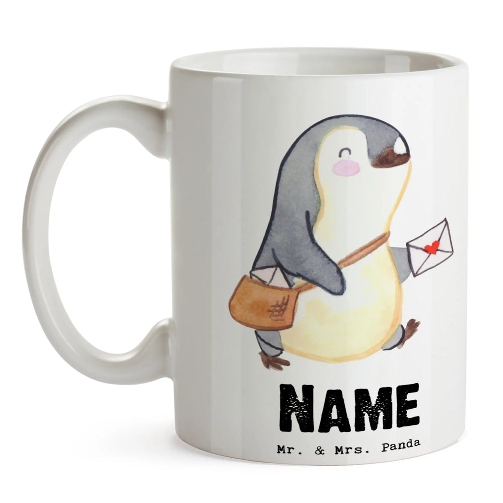 Personalisierte Tasse Postbote mit Herz Tasse mit Namen, Drucken, Tasse, Personalisierte Tasse, Namenstasse, Personalisiert, Wunschname, Namen, Beruf, Ausbildung, Jubiläum, Abschied, Rente, Kollege, Kollegin, Geschenk, Schenken, Arbeitskollege, Mitarbeiter, Firma, Danke, Dankeschön, Postbote, Postler, Briefzusteller, Briefträger