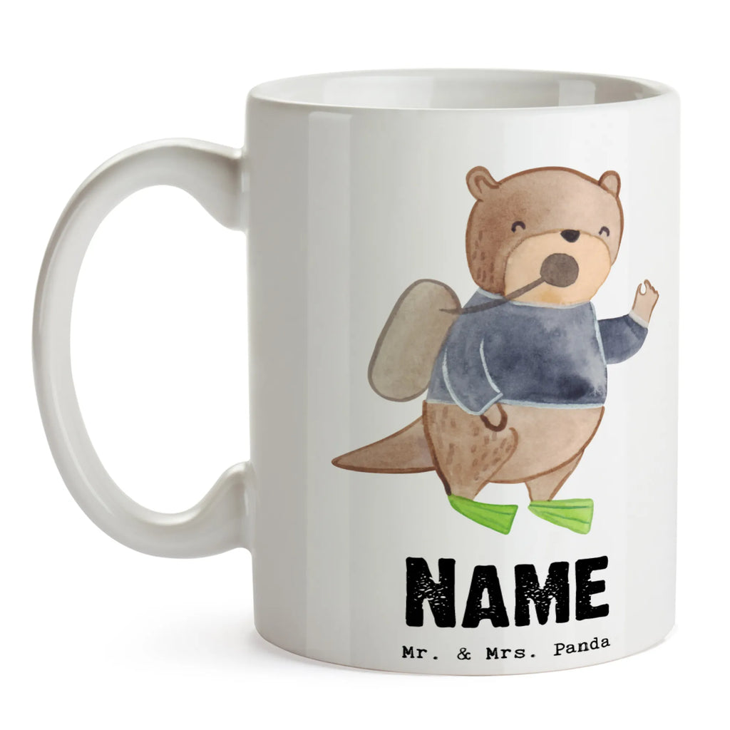Personalisierte Tasse Taucher mit Herz Wunschname, Tasse, Drucken, Namenstasse, Personalisiert, Personalisierte Tasse, Tasse mit Namen, Namen, Beruf, Ausbildung, Jubiläum, Abschied, Rente, Kollege, Kollegin, Geschenk, Schenken, Arbeitskollege, Mitarbeiter, Firma, Danke, Dankeschön