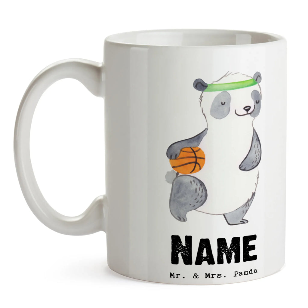 Personalisierte Tasse Panda Basketball Namenstasse, Tasse mit Namen, Personalisiert, Personalisierte Tasse, Wunschname, Tasse, Drucken, Namen, Geschenk, Schenken, Sport, Sportart, Hobby, Danke, Dankeschön, Auszeichnung, Gewinn, Sportler, Basketball Verband, Basketball Verein, Basketballplatz, Basketball