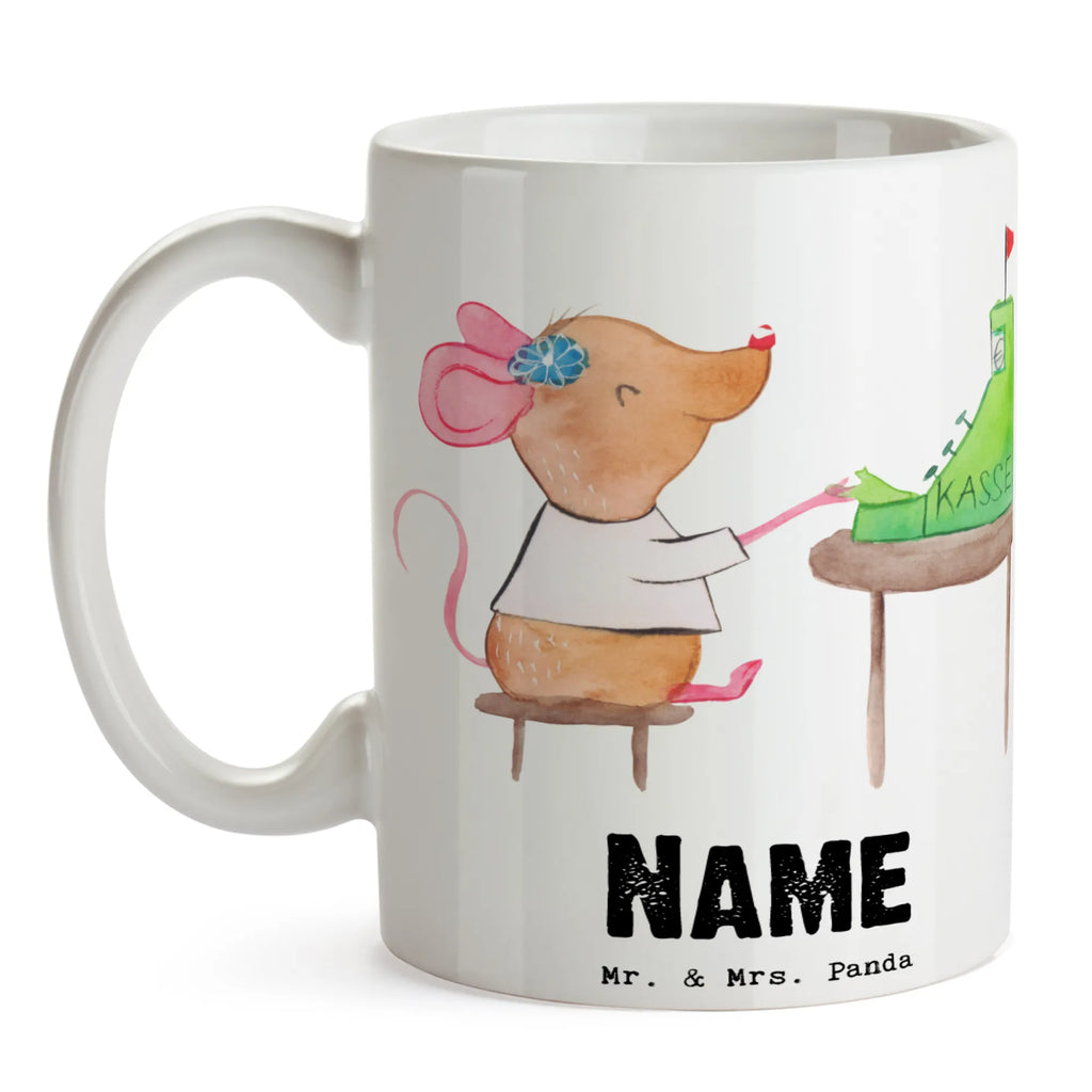 Personalisierte Tasse Kassiererin mit Herz Tasse, Personalisierte Tasse, Tasse mit Namen, Namen, Personalisiert, Namenstasse, Drucken, Wunschname, Geschenk, Schenken, Jubiläum, Danke, Dankeschön, Beruf, Ausbildung, Abschied, Rente, Kollege, Kollegin, Arbeitskollege, Mitarbeiter, Firma, Kassenwartin, Kassiererin, Mitarbeiterin Kasse