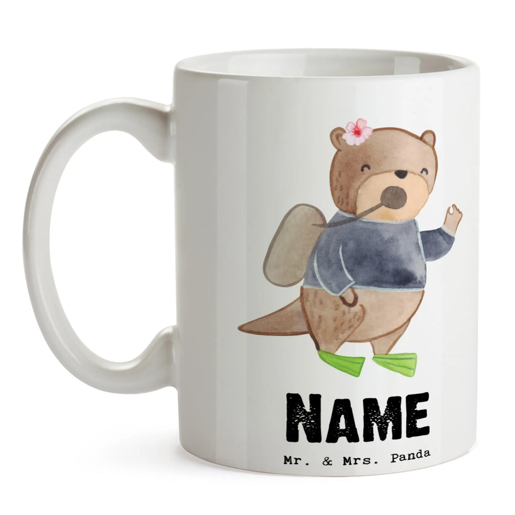 Personalisierte Tasse Taucherin mit Herz Namen, Personalisiert, Tasse mit Namen, Tasse, Namenstasse, Drucken, Wunschname, Personalisierte Tasse, Geschenk, Schenken, Jubiläum, Danke, Dankeschön, Beruf, Ausbildung, Abschied, Rente, Kollege, Kollegin, Arbeitskollege, Mitarbeiter, Firma