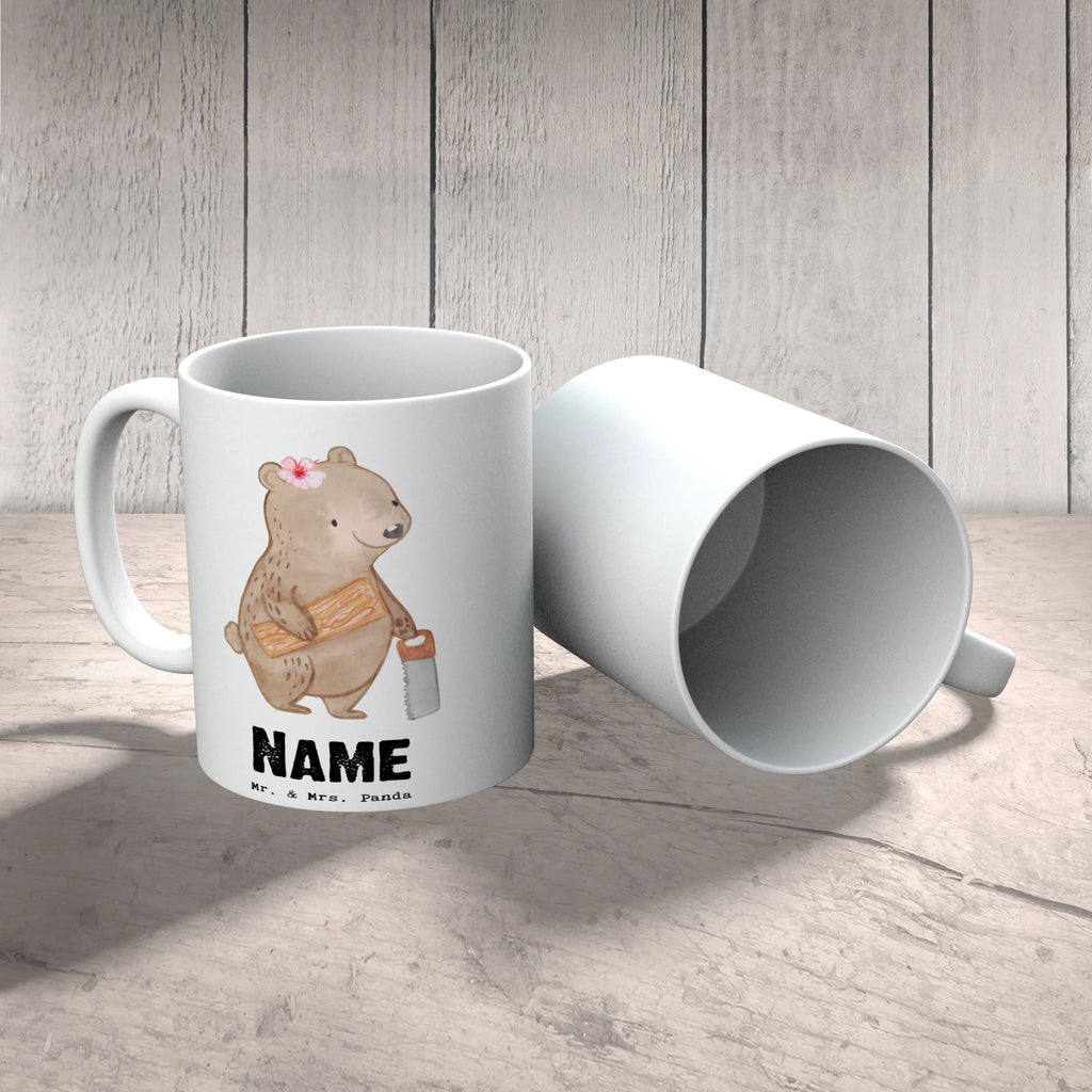 Personalisierte Tasse Tischlerin mit Herz Tasse mit Namen, Personalisierte Tasse, Namenstasse, Namen, Personalisiert, Tasse, Wunschname, Drucken, Beruf, Ausbildung, Jubiläum, Abschied, Rente, Kollege, Kollegin, Geschenk, Schenken, Arbeitskollege, Mitarbeiter, Firma, Danke, Dankeschön
