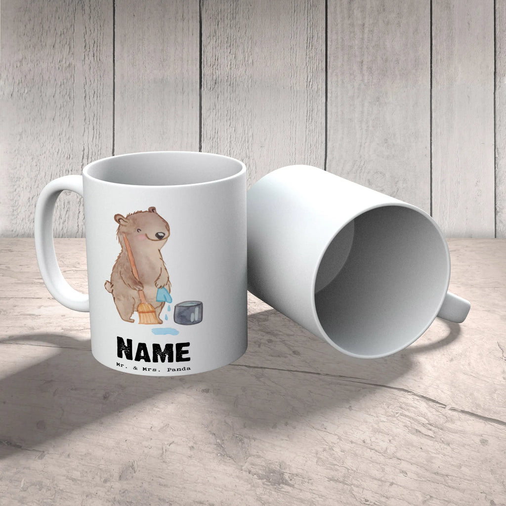Personalisierte Tasse Reinigungskraft mit Herz Personalisiert, Namen, Tasse, Wunschname, Personalisierte Tasse, Namenstasse, Tasse mit Namen, Drucken, Beruf, Ausbildung, Jubiläum, Abschied, Rente, Kollege, Kollegin, Geschenk, Schenken, Arbeitskollege, Mitarbeiter, Firma, Danke, Dankeschön