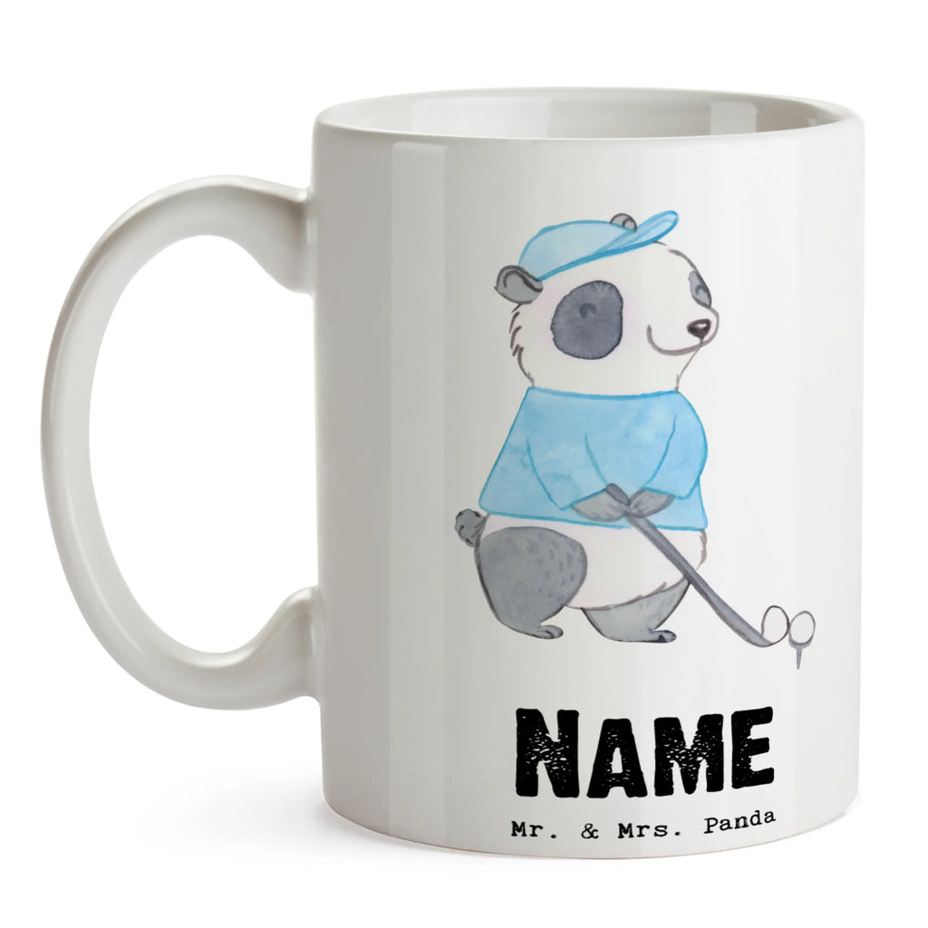Personalisierte Tasse Panda Golfen Wunschname, Personalisiert, Tasse mit Namen, Namenstasse, Tasse, Personalisierte Tasse, Drucken, Namen, Geschenk, Sport, Sportart, Hobby, Schenken, Danke, Dankeschön, Auszeichnung, Gewinn, Sportler, Golfplatz, Golf spielen, Golfen, Golf Verein, Golfturnier