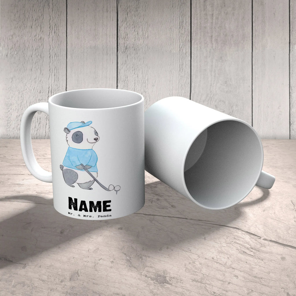 Personalisierte Tasse Panda Golfen Wunschname, Personalisiert, Tasse mit Namen, Namenstasse, Tasse, Personalisierte Tasse, Drucken, Namen, Geschenk, Sport, Sportart, Hobby, Schenken, Danke, Dankeschön, Auszeichnung, Gewinn, Sportler, Golfplatz, Golf spielen, Golfen, Golf Verein, Golfturnier