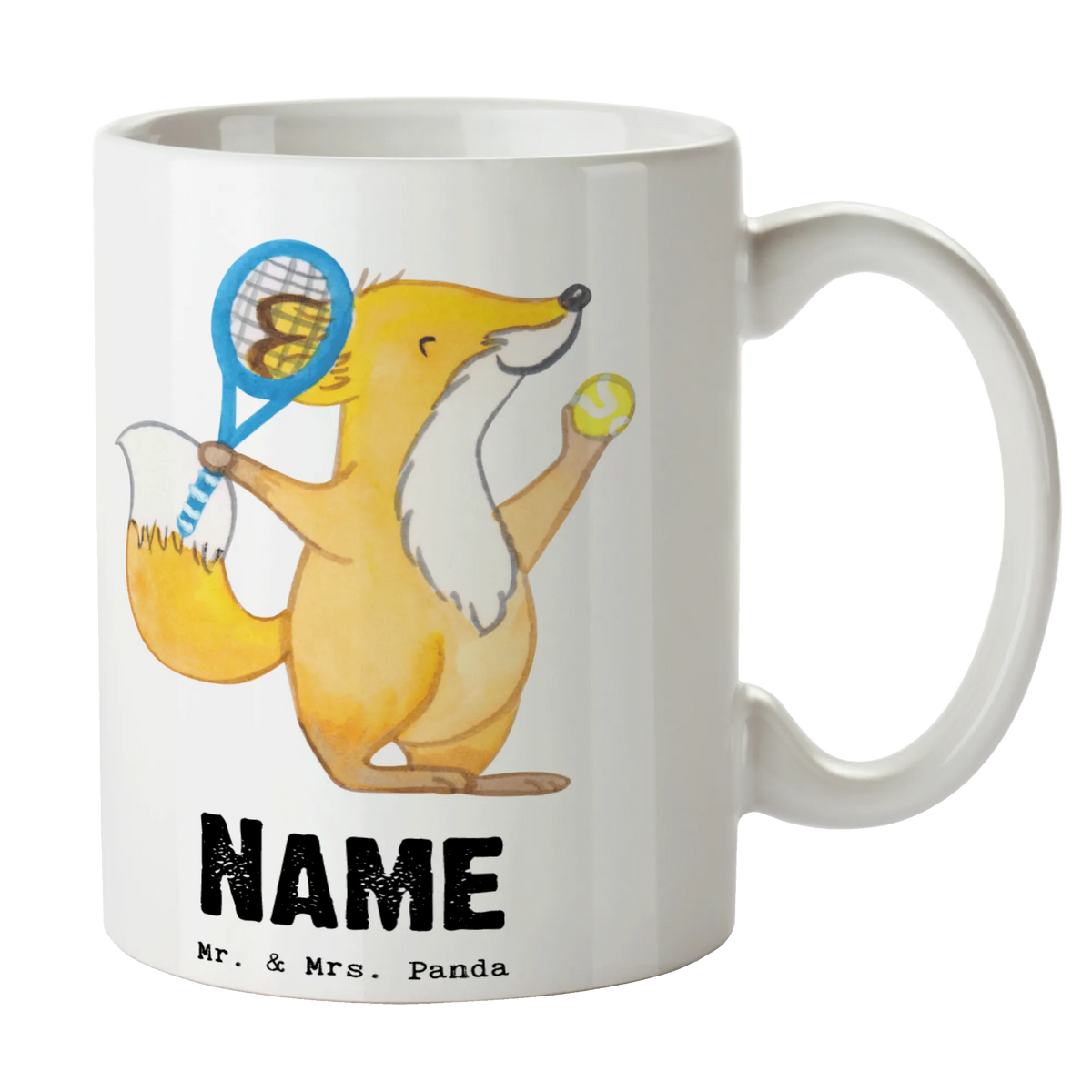 Personalised cup Fox play tennis Gift, sport, hobby, giving, thank you, award, profit, athlete, tennis club, tennis tournament, Playing tennis, ball sport