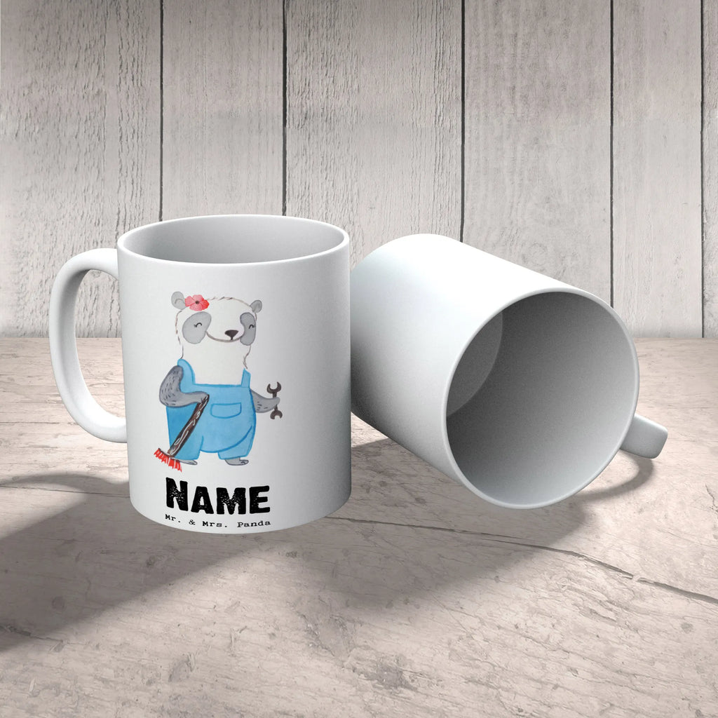 Personalisierte Tasse Hausmeisterin mit Herz Personalisiert, Drucken, Personalisierte Tasse, Tasse mit Namen, Namen, Wunschname, Tasse, Namenstasse, Geschenk, Schenken, Jubiläum, Danke, Dankeschön, Beruf, Ausbildung, Abschied, Rente, Kollege, Kollegin, Arbeitskollege, Mitarbeiter, Firma, Concierge, Facility Manager, Hausverwalterin, Hausmeisterin