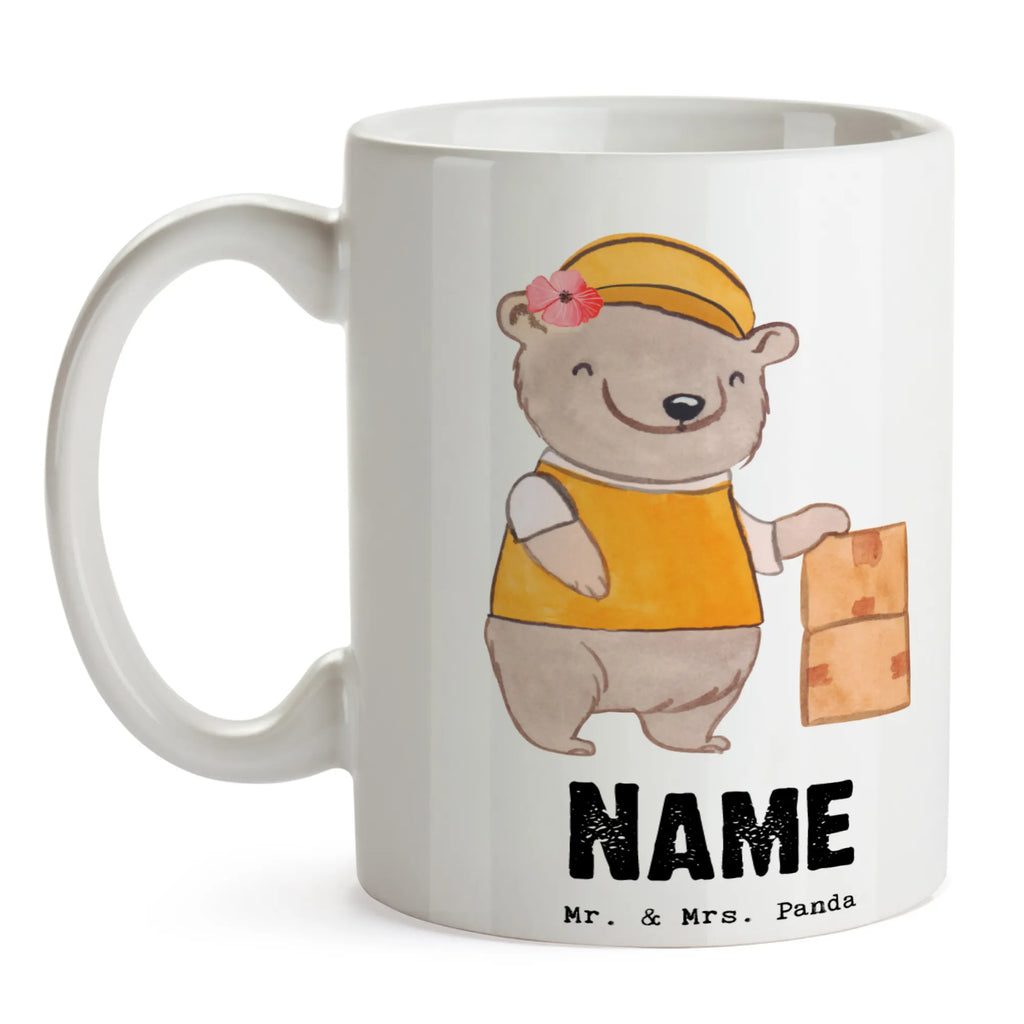 Personalisierte Tasse Lieferdienstmitarbeiterin mit Herz Drucken, Wunschname, Tasse mit Namen, Namen, Personalisiert, Tasse, Personalisierte Tasse, Namenstasse, Beruf, Ausbildung, Jubiläum, Abschied, Rente, Kollege, Kollegin, Geschenk, Schenken, Arbeitskollege, Mitarbeiter, Firma, Danke, Dankeschön, Lieferbringdienst, Pizzabringdienst, Pizzabotin, Lieferdienstmitarbeiterin, Pizzabäckerin