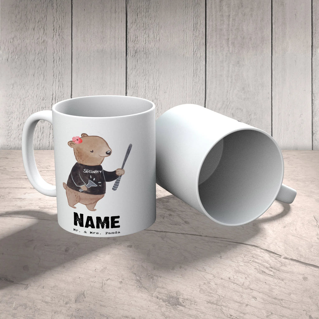 Personalisierte Tasse Security Mitarbeiterin mit Herz Wunschname, Personalisiert, Personalisierte Tasse, Namen, Namenstasse, Tasse, Tasse mit Namen, Drucken, Beruf, Ausbildung, Jubiläum, Abschied, Rente, Kollege, Kollegin, Geschenk, Schenken, Arbeitskollege, Mitarbeiter, Firma, Danke, Dankeschön