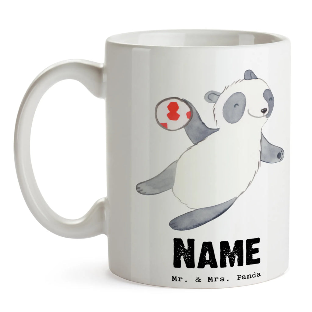 Personalisierte Tasse Panda Handball spielen Namen, Drucken, Tasse, Wunschname, Namenstasse, Personalisiert, Tasse mit Namen, Personalisierte Tasse, Geschenk, Sport, Sportart, Hobby, Schenken, Danke, Dankeschön, Auszeichnung, Gewinn, Sportler, Handball Club, Handball Turnier, Handball Verein, Handball spielen