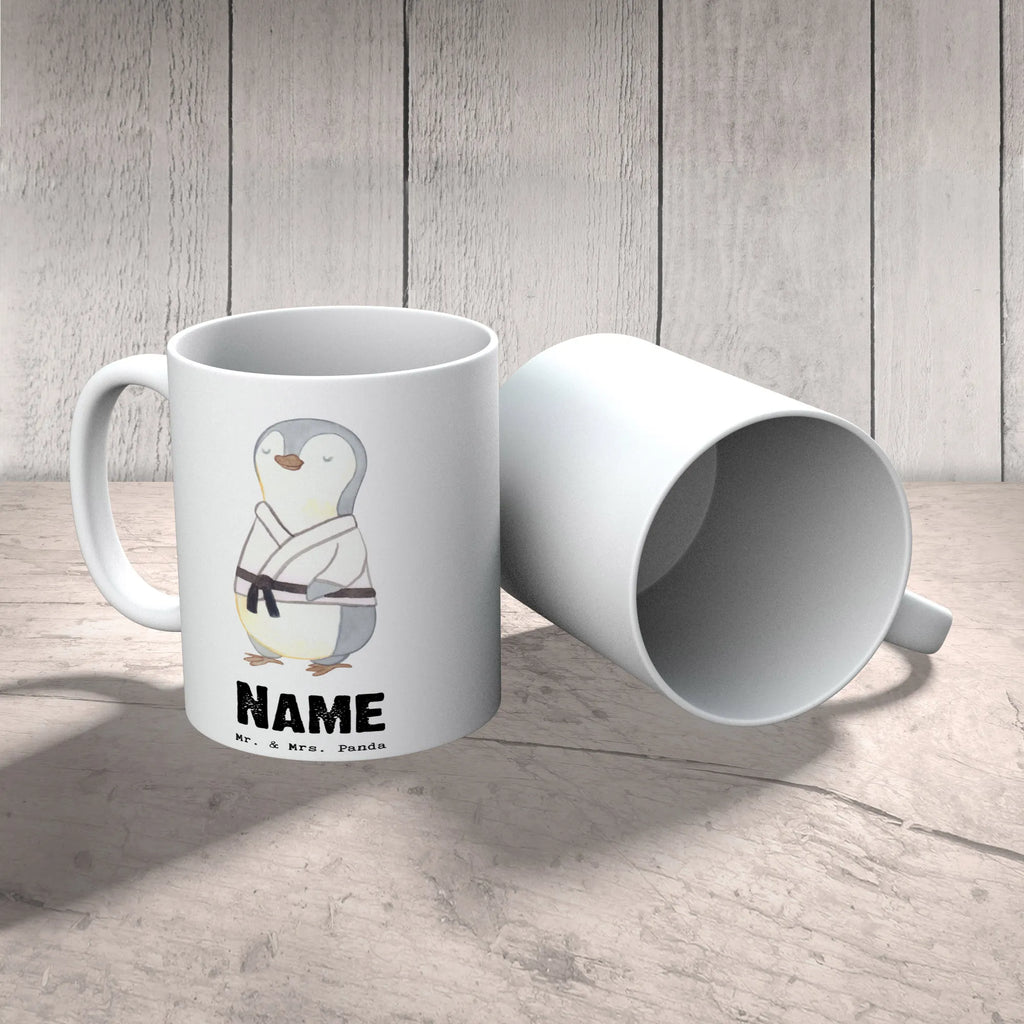Personalisierte Tasse Pinguin Karate Personalisiert, Tasse, Tasse mit Namen, Drucken, Namenstasse, Namen, Wunschname, Personalisierte Tasse, Geschenk, Sport, Sportart, Hobby, Schenken, Danke, Dankeschön, Auszeichnung, Gewinn, Sportler, Kampfkunst, Karate Verein, Selbstverteidigung, Kampfsportart, Karate