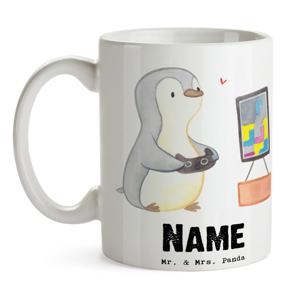 Personalisierte Tasse Pinguin Zocken Drucken, Namen, Wunschname, Personalisiert, Tasse mit Namen, Personalisierte Tasse, Namenstasse, Tasse, Geschenk, Sport, Sportart, Hobby, Schenken, Danke, Dankeschön, Auszeichnung, Gewinn, Sportler, Gaming, Videogames, Zocken, Videospiele