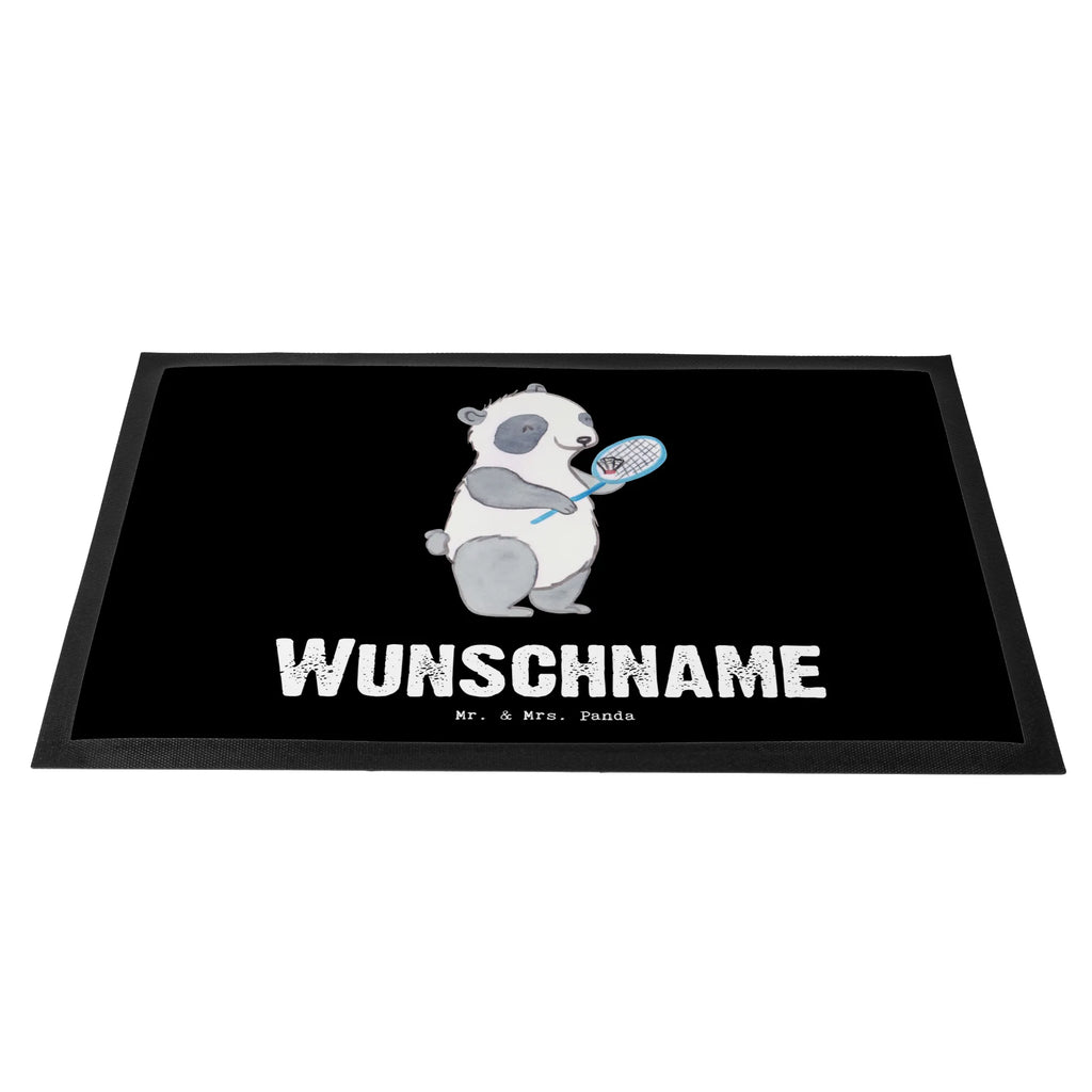 Personalisierte Fußmatte Panda Badminton Türvorleger mit Namen, Personalisiert, Fußmatte bedrucken, Personalisieruung, Namensfussmatte, Fußmatte mit Namen, Personalisierte Fußmatte, Türvorleger personalisiert, Haustürmatte personalisiert, Wunschnamen, Bedrucken, Geschenk, Sport, Sportart, Hobby, Schenken, Danke, Dankeschön, Auszeichnung, Gewinn, Sportler, Badminton, Badminton spielen