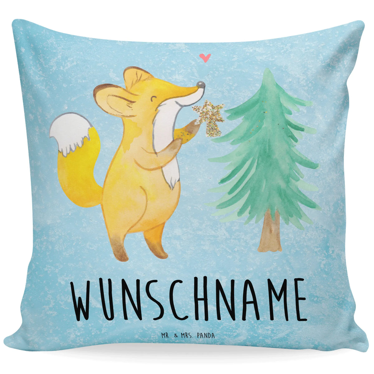 Personalised cushion Fox Christmas tree Winter, Christmas, Christmas time, snow, santa claus, christmas decoration, fox, christmas eve, christmas days, skate, christmas present, christmas time, christmas, winter