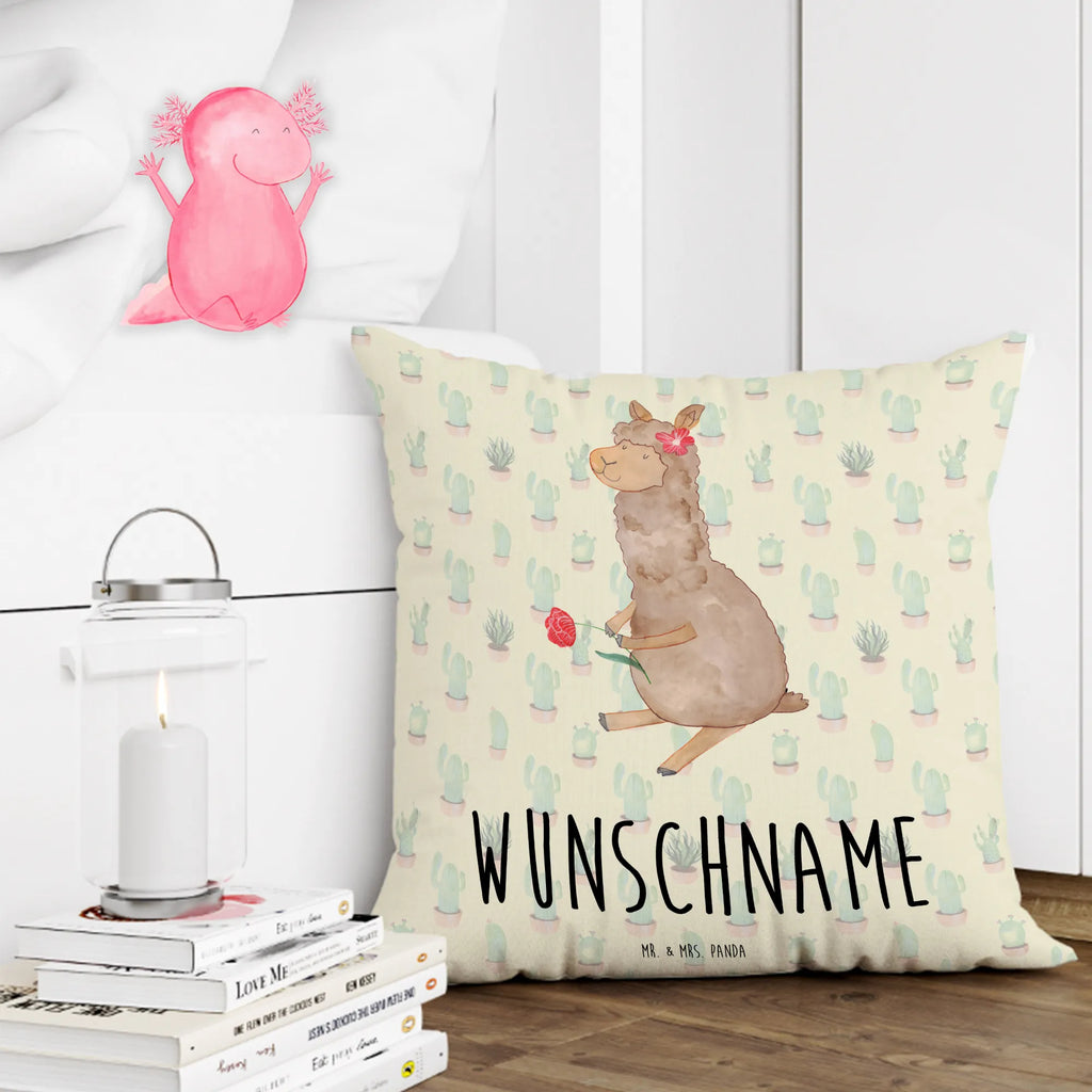 Personalised cushion alpaca flower alpaca, llama, pako, camel, Peru, animal, favourite animal, flower, llamas, Alpaca