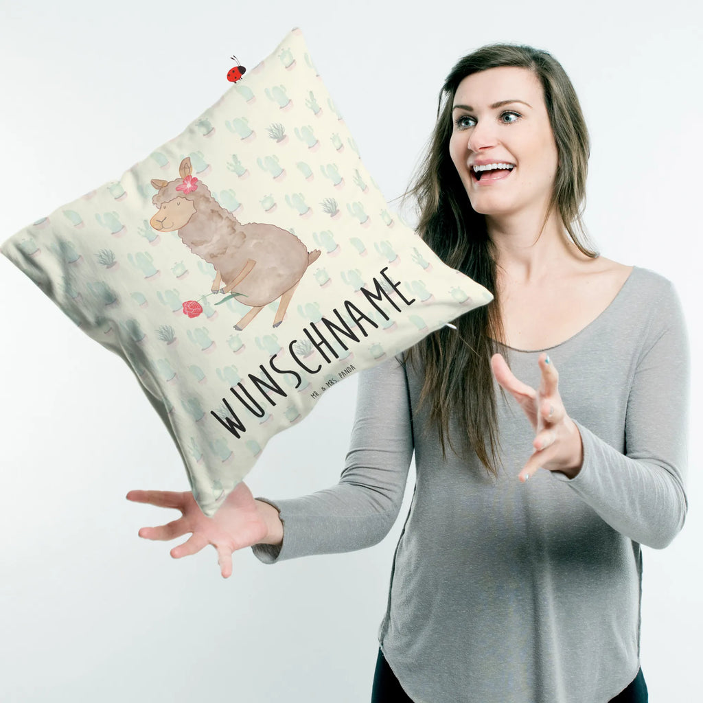 Personalised cushion alpaca flower alpaca, llama, pako, camel, Peru, animal, favourite animal, flower, llamas, Alpaca
