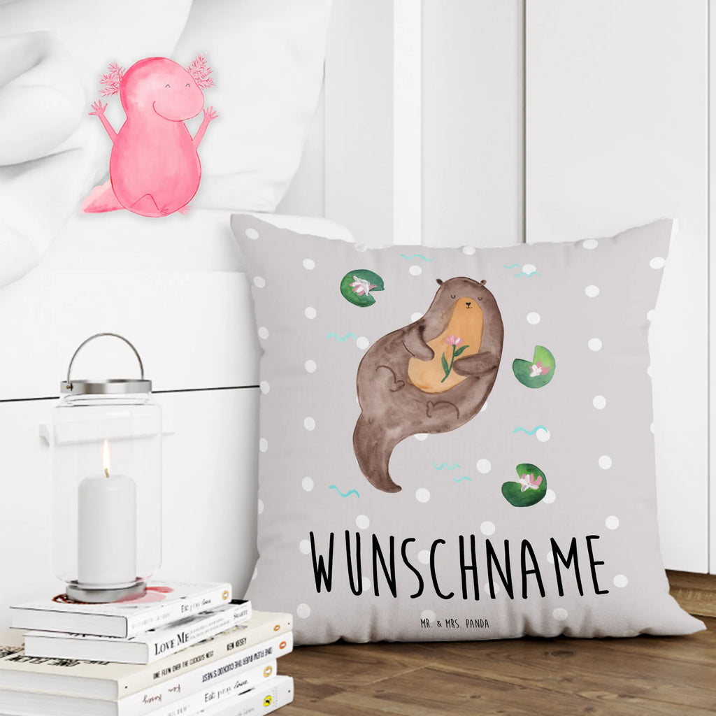 Personalised cushion otter Water Lily otter, marten, sea otter, European otter, water mammal, aquatic animal, baby otter, predator, water, otter gifts, animal lover, gift ideas for animal lovers, animal, mammal, water animal, gifts for people in love