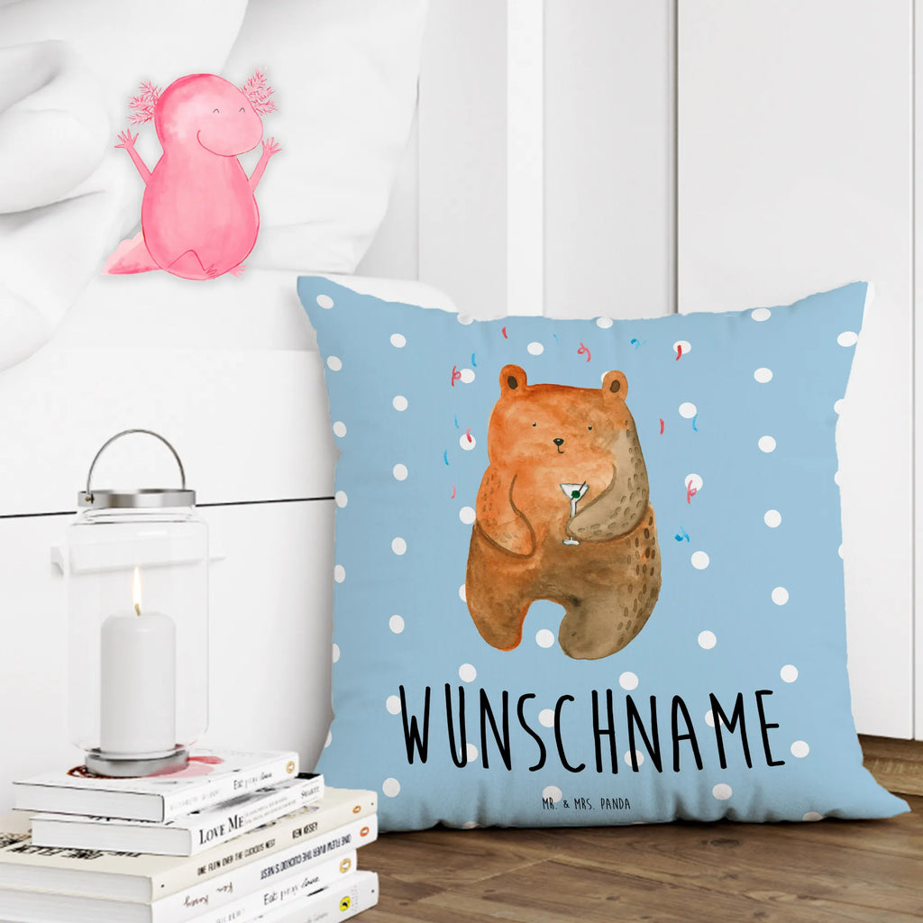 Personalised cushion bear party bear, teddy, teddy bear, cuddly toy, Party, Funny, Birthday, Good mood, Partying, Present, Birthday present, Bring a present, Celebrate