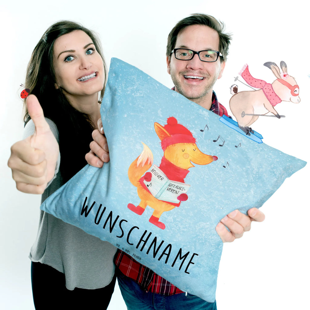 Personalizowana poduszka lis Śpiewak Zima, Boże Narodzenie, dekoracje świąteczne, Mikołaj, Adwent, Wigilia, zimowy motyw