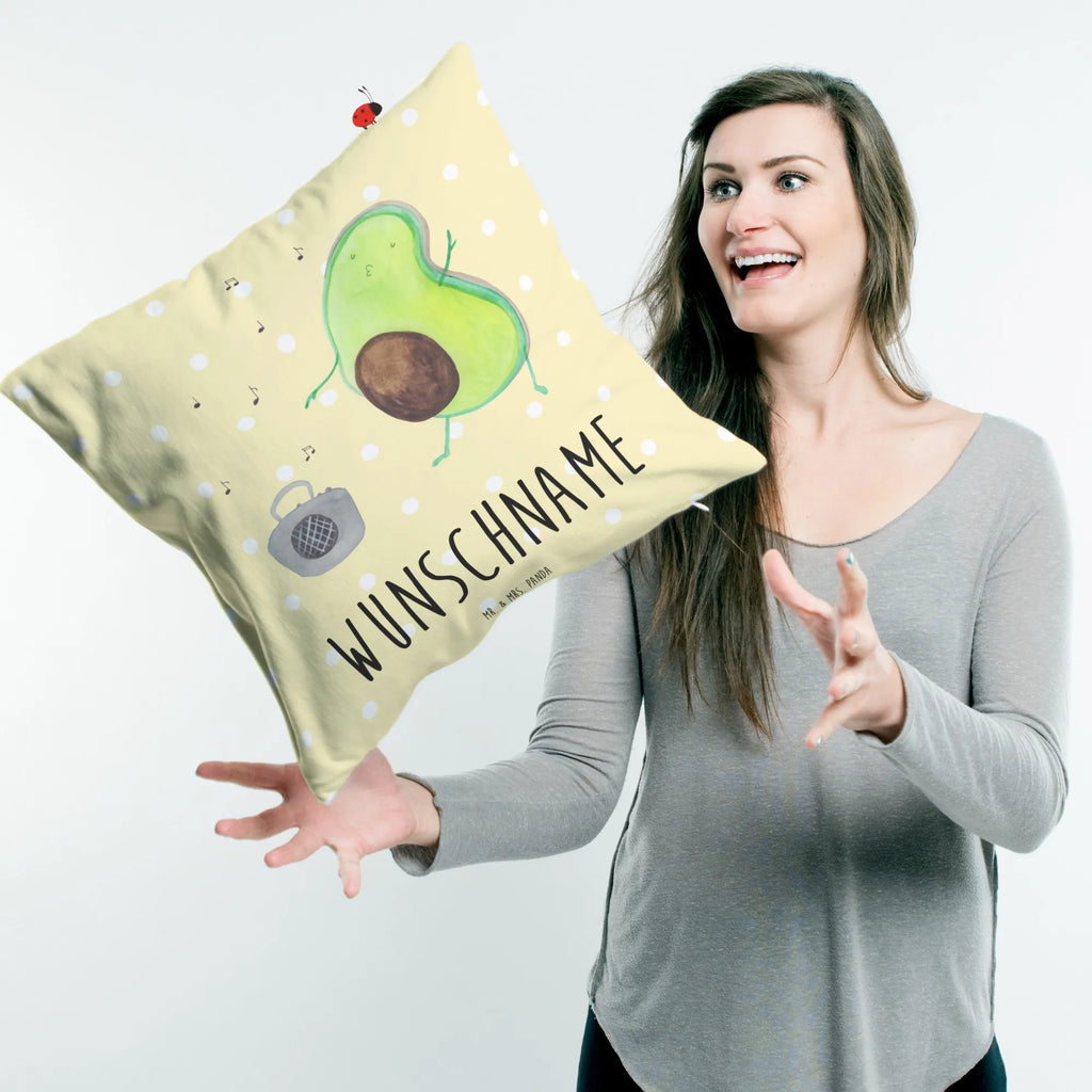 Personalisiertes Kissen Avocado tanzt Bedrucken, Kissen, Name, Personalisiert, Kopfkissen, Wunschname, Avocado, Veggie, Vegan, Gesund