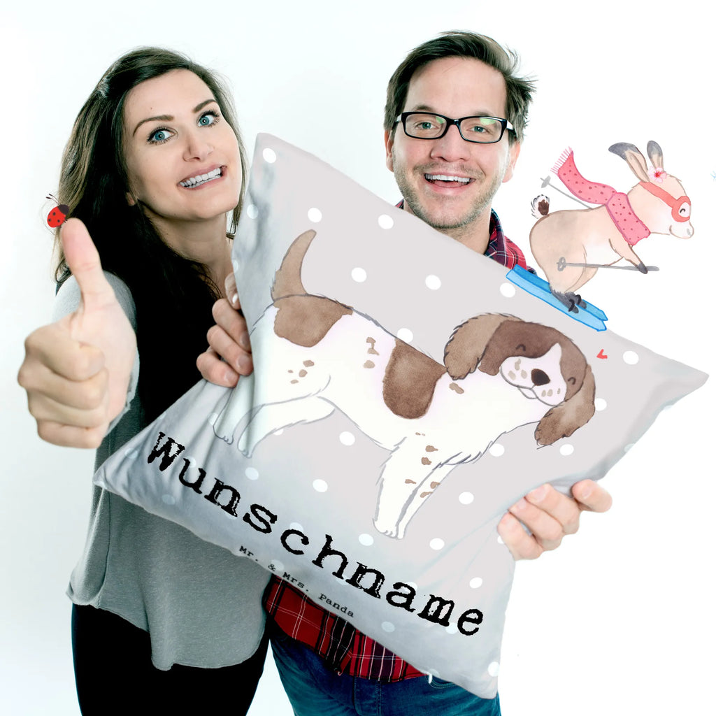 Personalisiertes Kissen English Springer Spaniel Lebensretter Name, personalisiert, bedrucken, Wunschname, Kissen, Kopfkissen, Hund, Hunderasse, Rassehund, Hundebesitzer, Geschenk, Tierfreund, Schenken, Welpe, English Springer Spaniel