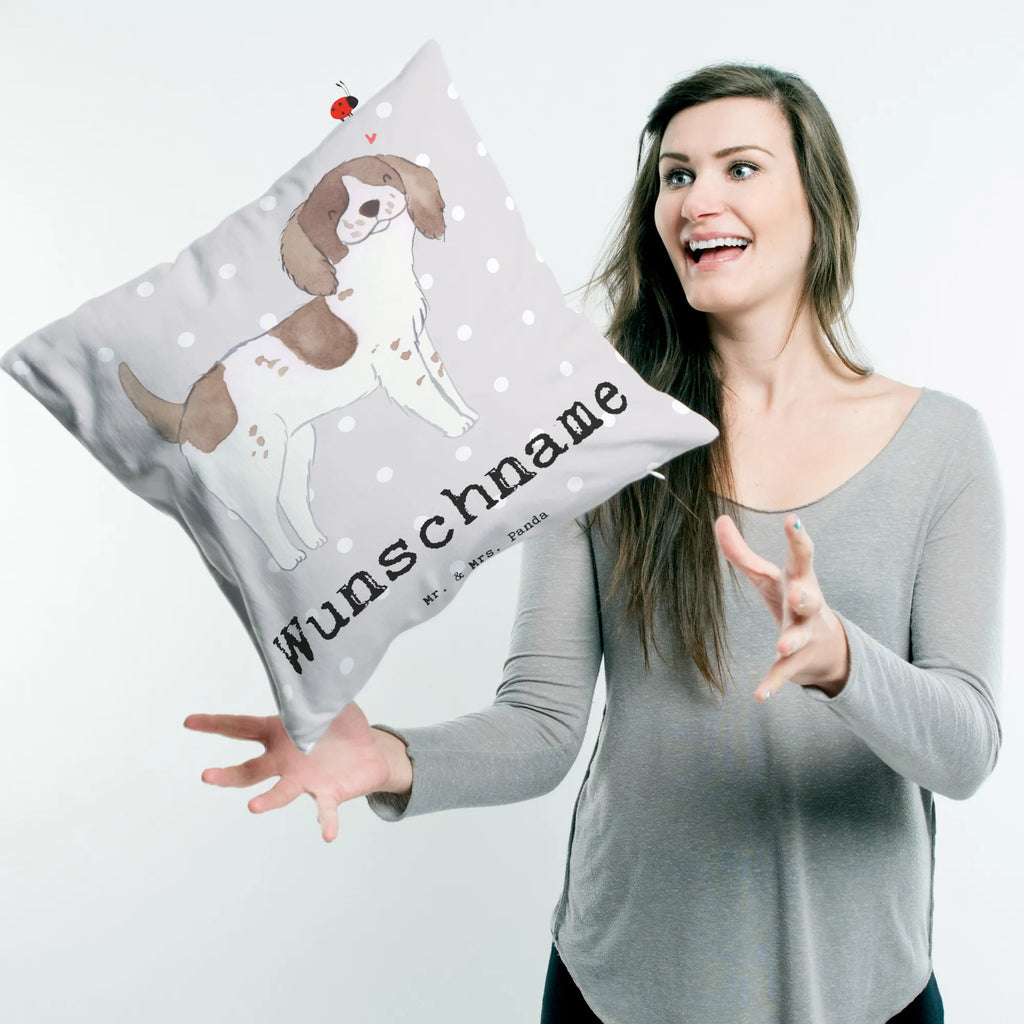 Personalisiertes Kissen English Springer Spaniel Lebensretter Name, personalisiert, bedrucken, Wunschname, Kissen, Kopfkissen, Hund, Hunderasse, Rassehund, Hundebesitzer, Geschenk, Tierfreund, Schenken, Welpe, English Springer Spaniel