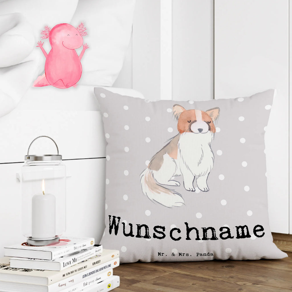 Personalisiertes Kissen Papillon Lebensretter Kopfkissen, Kissen, Wunschname, personalisiert, Name, bedrucken, Hund, Hunderasse, Rassehund, Hundebesitzer, Geschenk, Tierfreund, Schenken, Welpe, Kontinentaler Zwergspaniel, Papillon