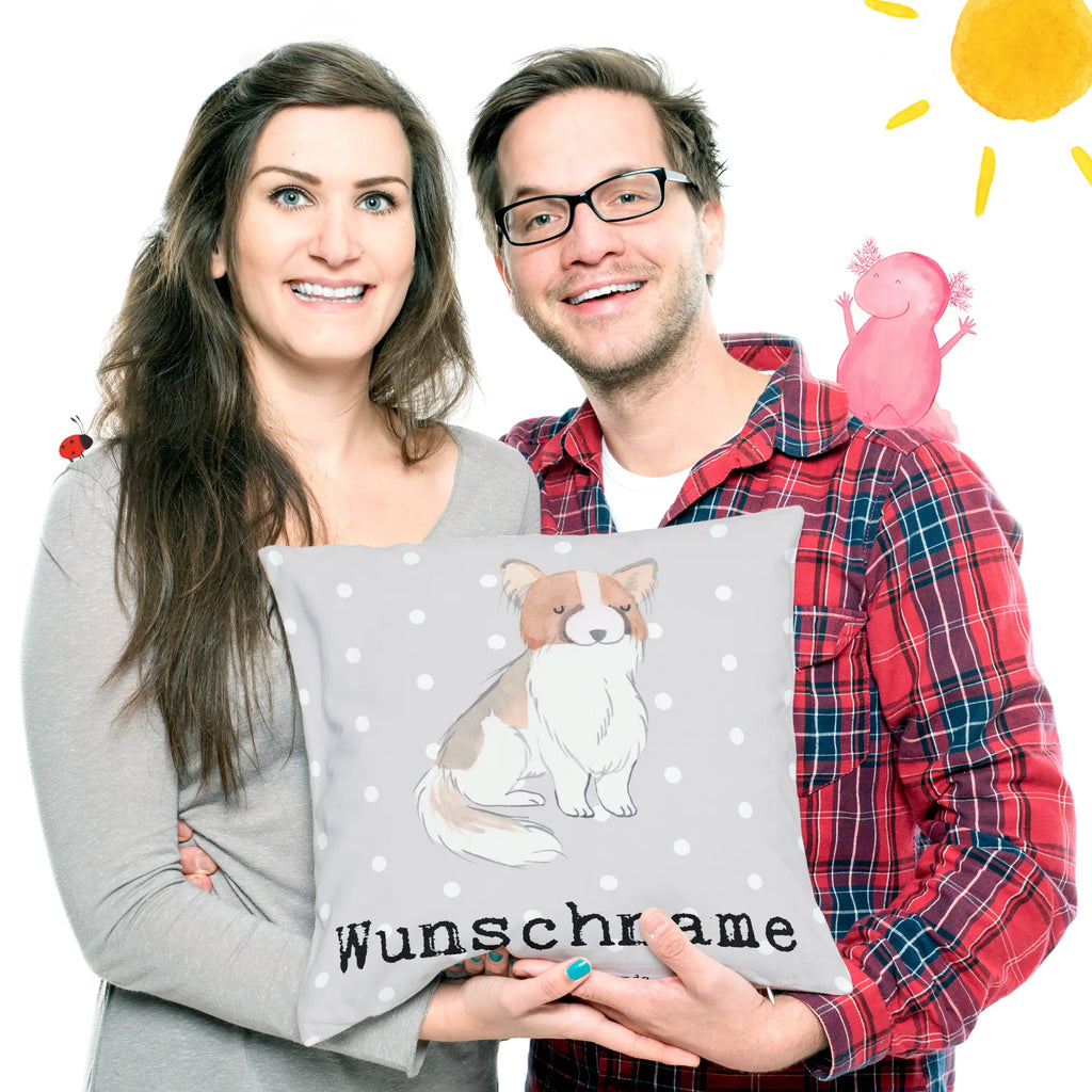 Personalisiertes Kissen Papillon Lebensretter Kopfkissen, Kissen, Wunschname, personalisiert, Name, bedrucken, Hund, Hunderasse, Rassehund, Hundebesitzer, Geschenk, Tierfreund, Schenken, Welpe, Kontinentaler Zwergspaniel, Papillon