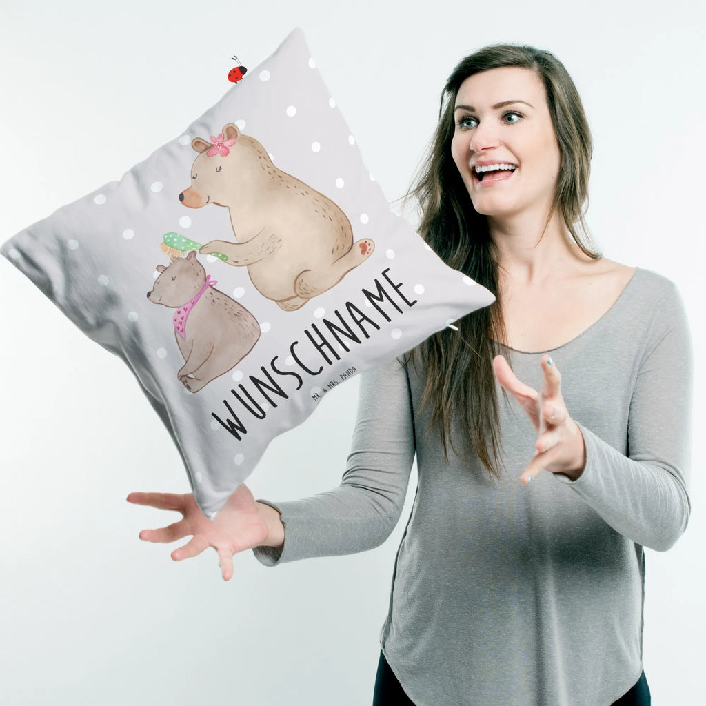 Personalisiertes Kissen Bär mit Kind Kissen, Wunschname, Personalisiert, Name, Bedrucken, Kopfkissen, Schwester, Familie, Vatertag, Opa, Oma, Muttertag, Papa, Mama, Bruder, Geschenk, Mutti, Mutter