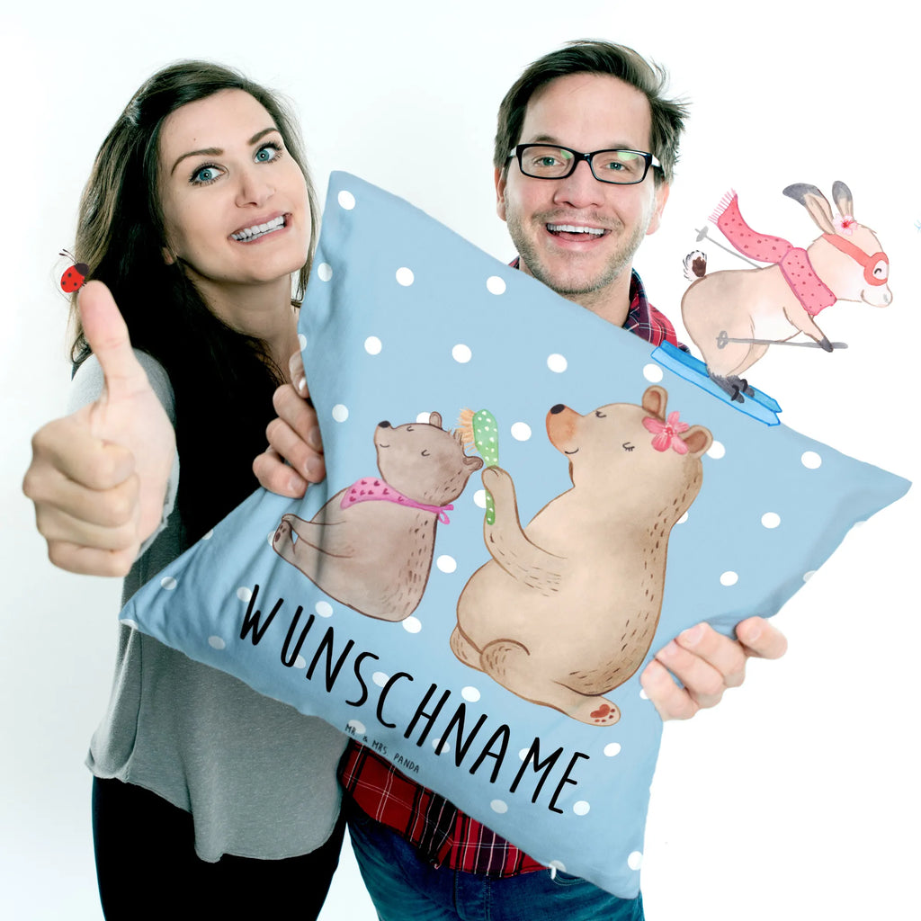 Personalisiertes Kissen Bär mit Kind Kissen, Wunschname, Personalisiert, Name, Bedrucken, Kopfkissen, Schwester, Familie, Vatertag, Opa, Oma, Muttertag, Papa, Mama, Bruder, Geschenk, Mutti, Mutter