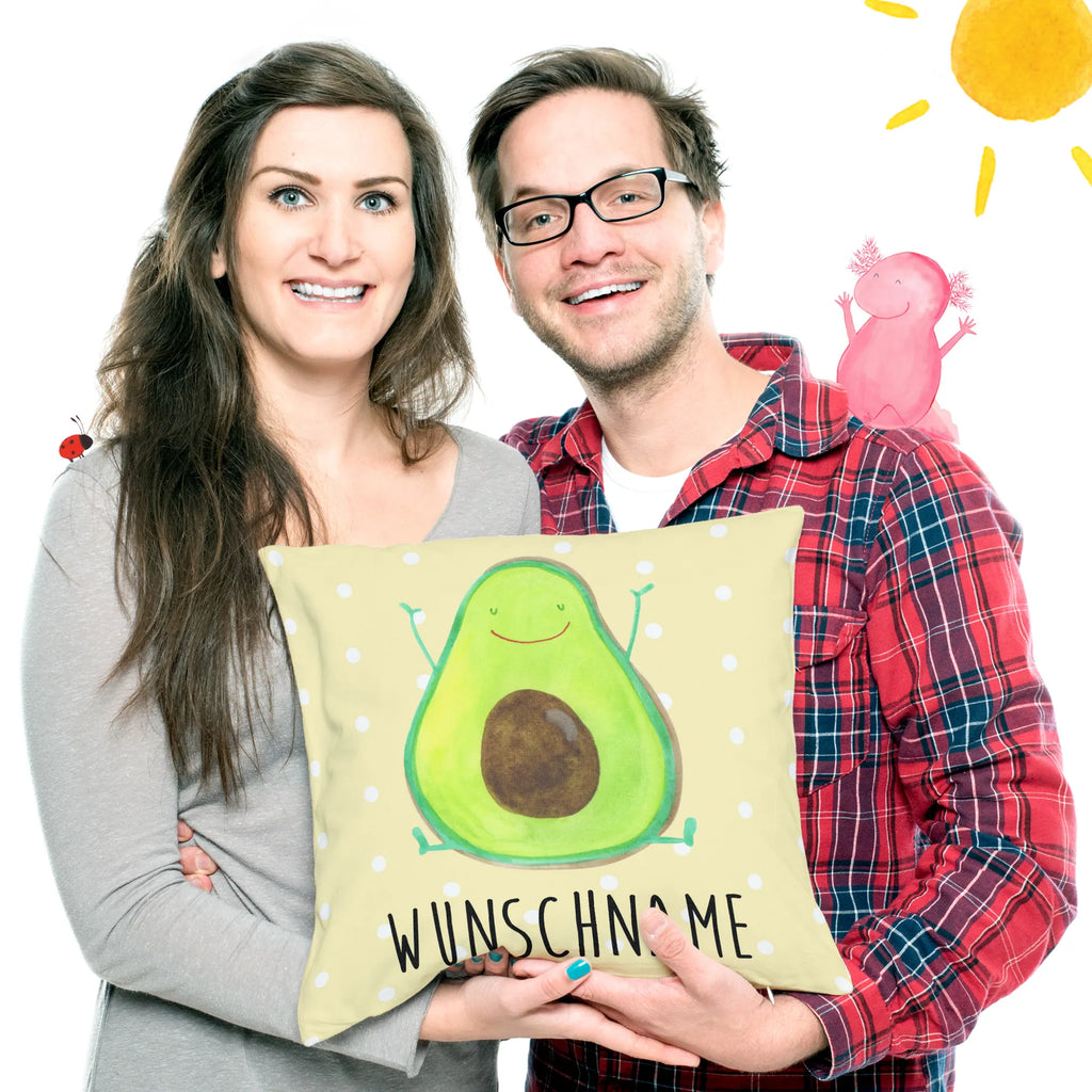 Personalisiertes Kissen Avocado Happy personalisiert, bedrucken, Kopfkissen, Kissen, Wunschname, Name, Avocado, Veggie, Vegan, Gesund, Chaos