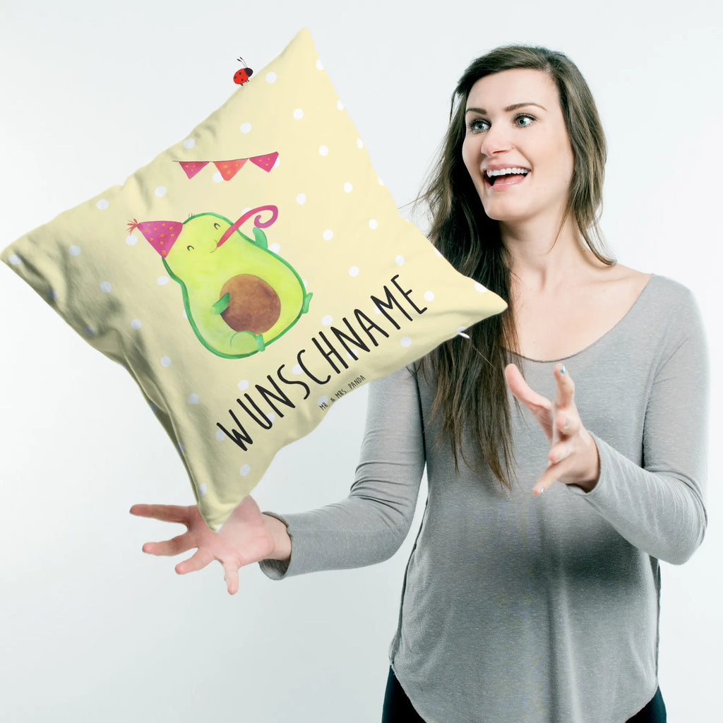 Personalisiertes Kissen Avocado Party Time Wunschname, personalisiert, Kissen, Kopfkissen, bedrucken, Name, Avocado, Veggie, Vegan, Gesund
