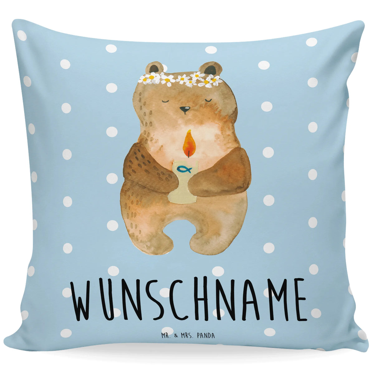 Personalised cushion bear communion bear, teddy, teddy bear, cuddly toy, communion, baptismal candle, catholic, God's blessing