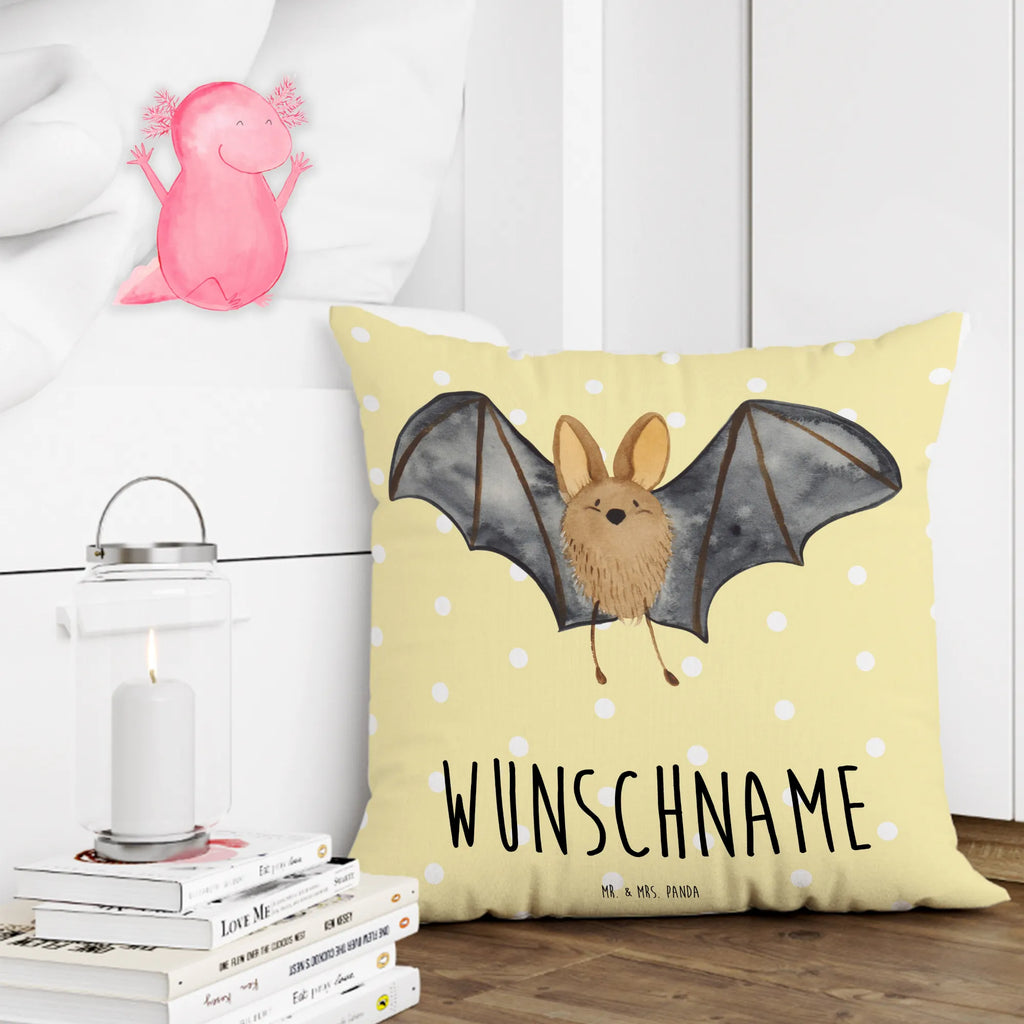 Personalisiertes Kissen Fledermaus Flügel Name, bedrucken, Kissen, Kopfkissen, personalisiert, Wunschname, Tiermotive, Gute Laune, lustige Sprüche, Tiere