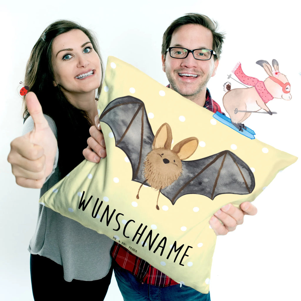 Personalisiertes Kissen Fledermaus Flügel Name, bedrucken, Kissen, Kopfkissen, personalisiert, Wunschname, Tiermotive, Gute Laune, lustige Sprüche, Tiere